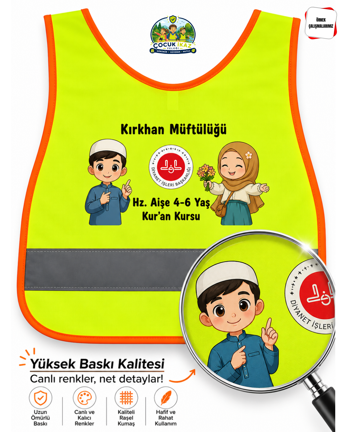 Çocuk İkaz Yeleği / Anaokulu Gezi Önlüğü - Sarı
