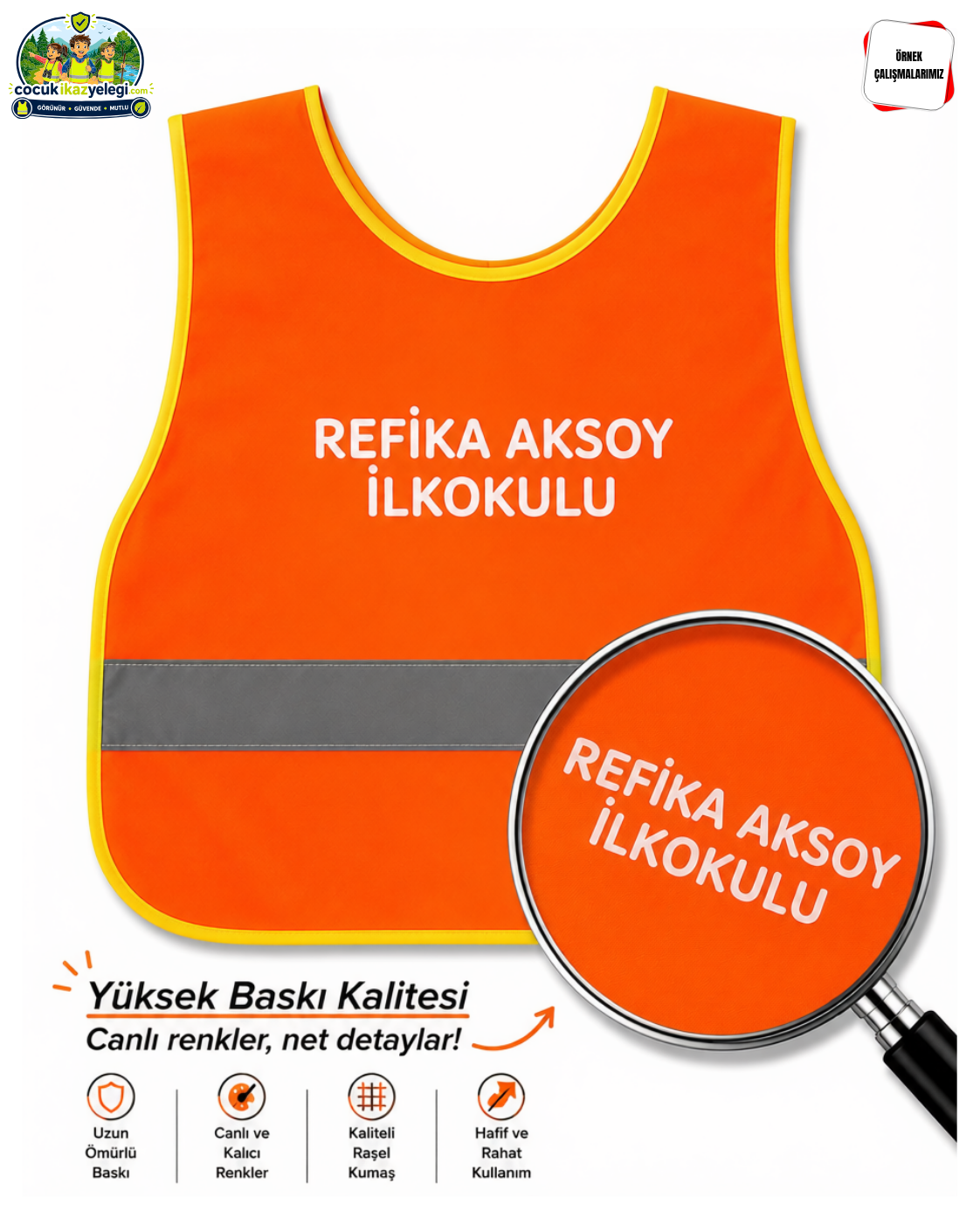 Çocuk İkaz Yeleği / Anaokulu Gezi Önlüğü - Turuncu