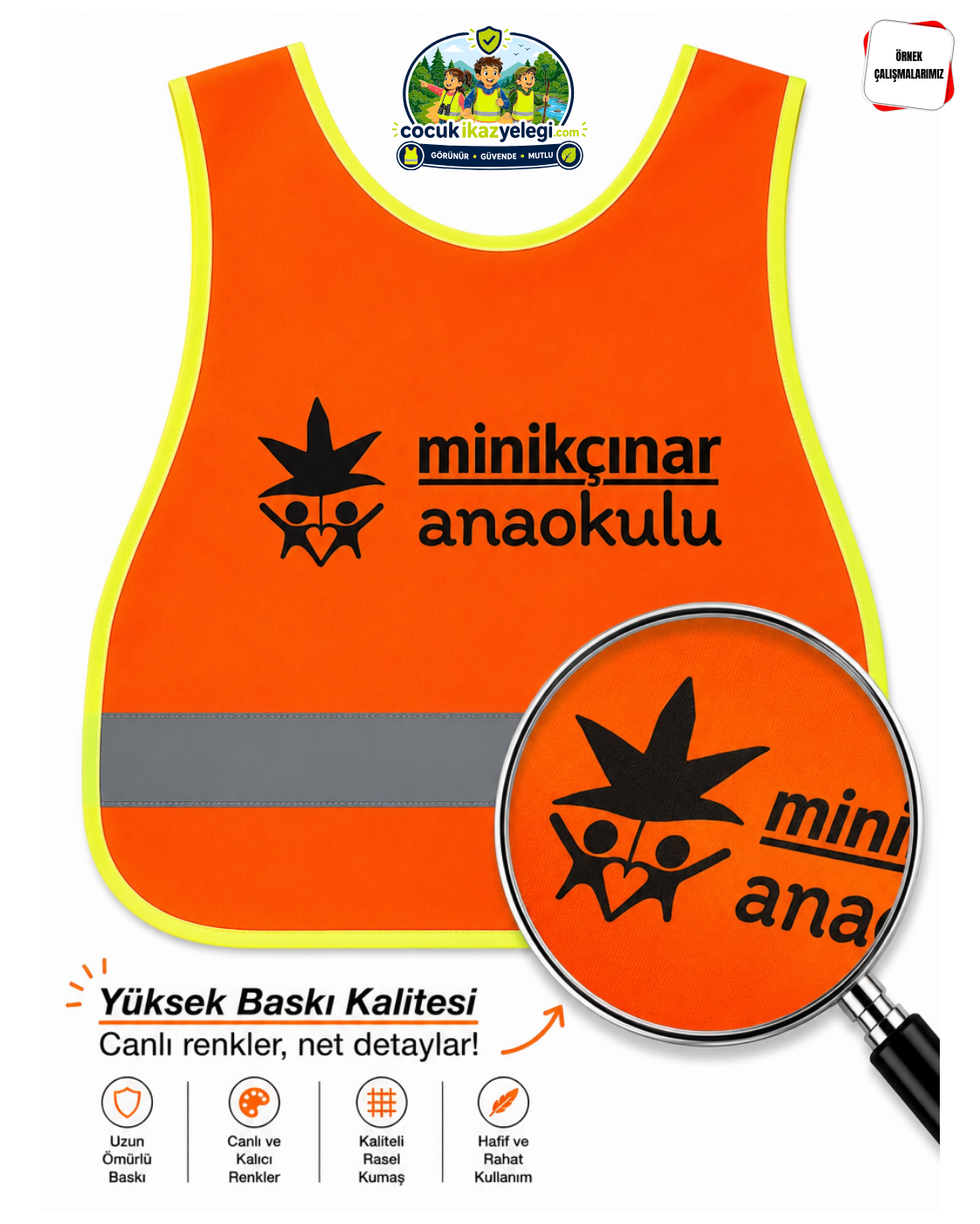Çocuk İkaz Yeleği / Anaokulu Gezi Önlüğü - Turuncu
