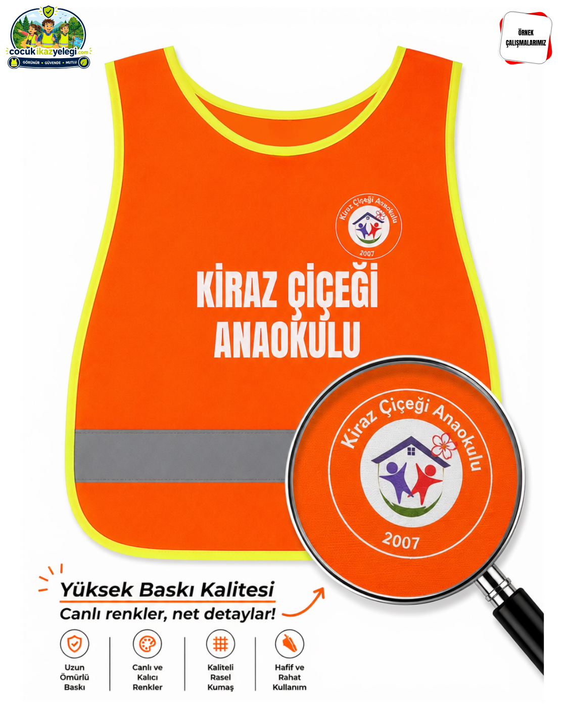 Çocuk İkaz Yeleği / Anaokulu Gezi Önlüğü - Turuncu